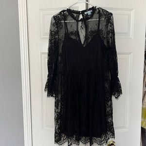 Black lack dress with slip